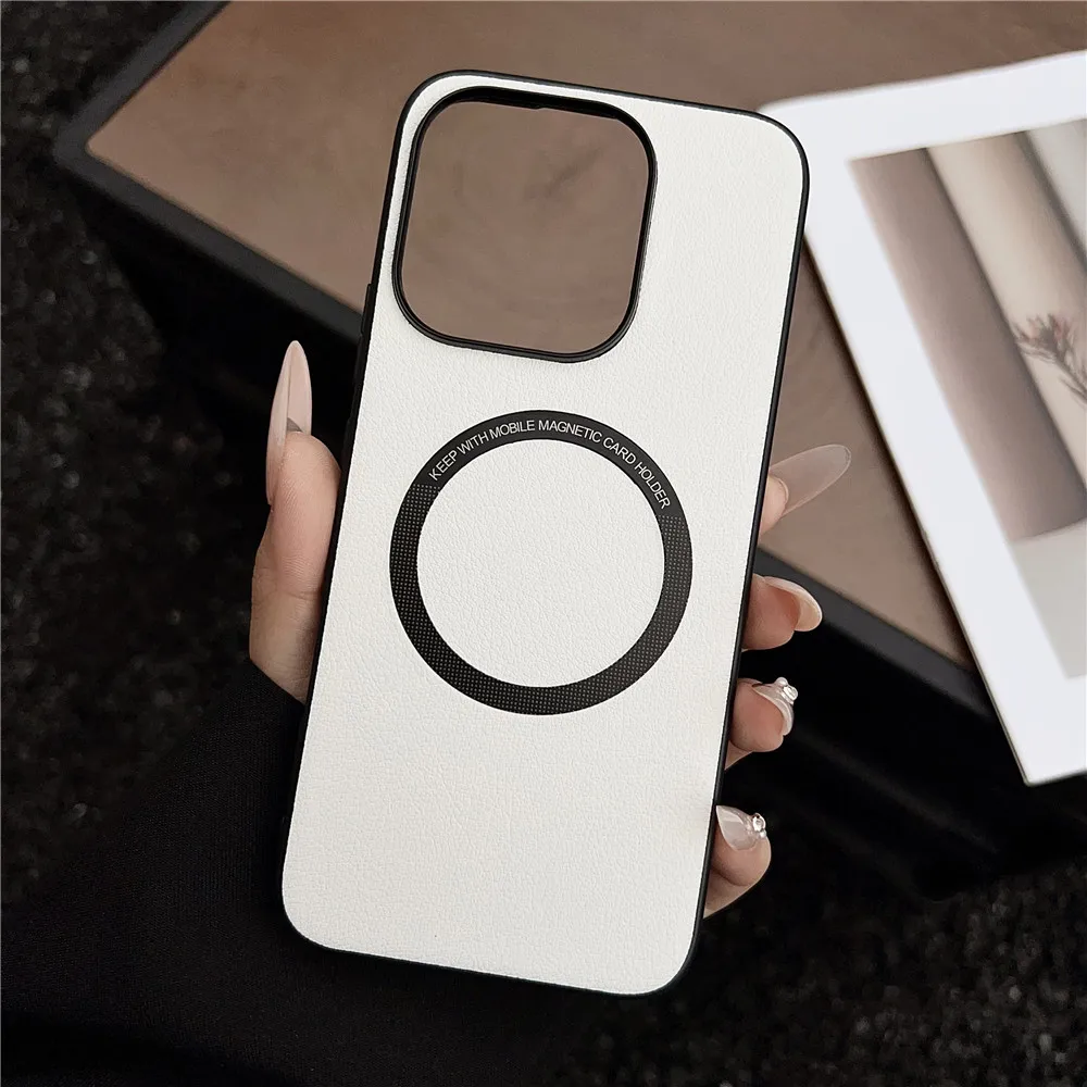 Luxury PU Leather Magnetic Wireless Charging Case - Soft Back Cover
