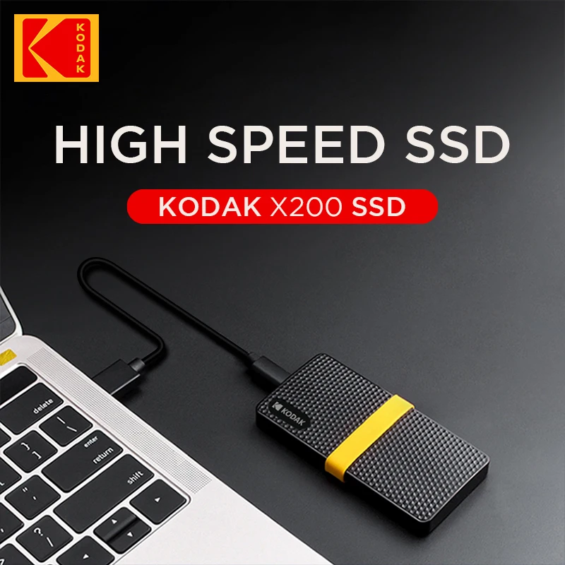 外付けハードディスク・ドライブ KODAK Portable SSD X200 2TB Kodak x200ポータブルssd 2テラバイト1テラバイトusb 3.1タイプc