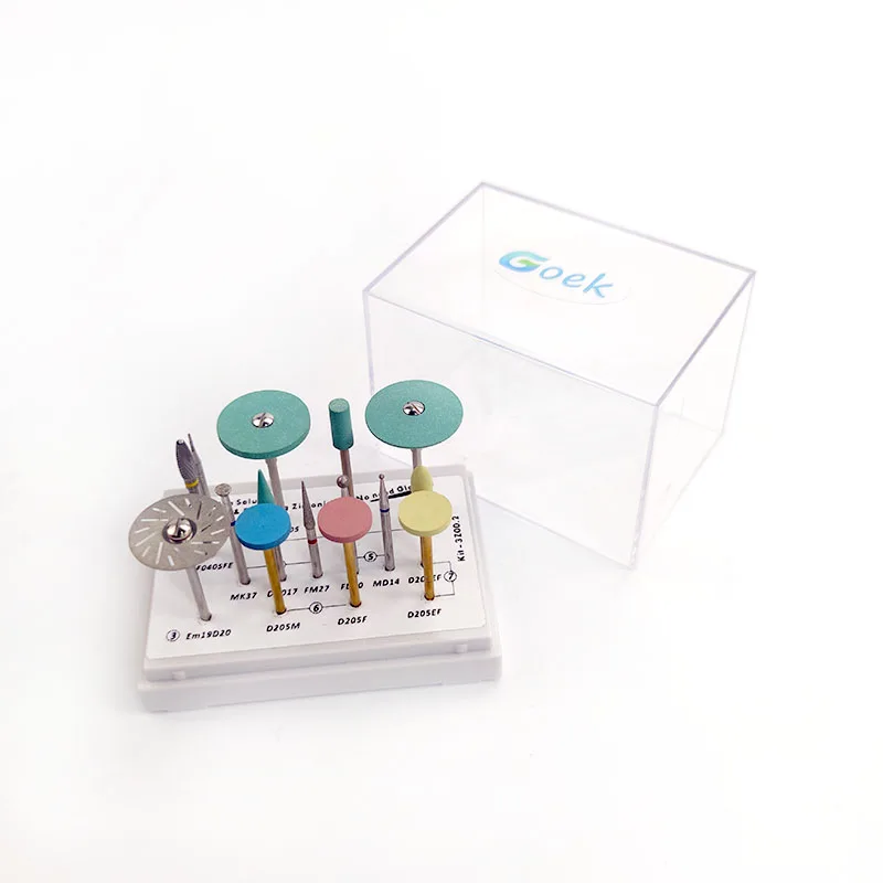 15 teile/schachtel Zahns chleifen und Polieren Kit aus Zirkonia Diamant bohrer Steine Scheibe Zahnmedizin Bohrer Labor werkzeuge Kits Polier werkzeug – Detail 3
