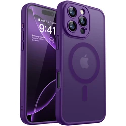 Luxury Armor Shockproof Matte Transparent Case with Clear Silicone Shell for iPhone 13 Pro (Dark purple)