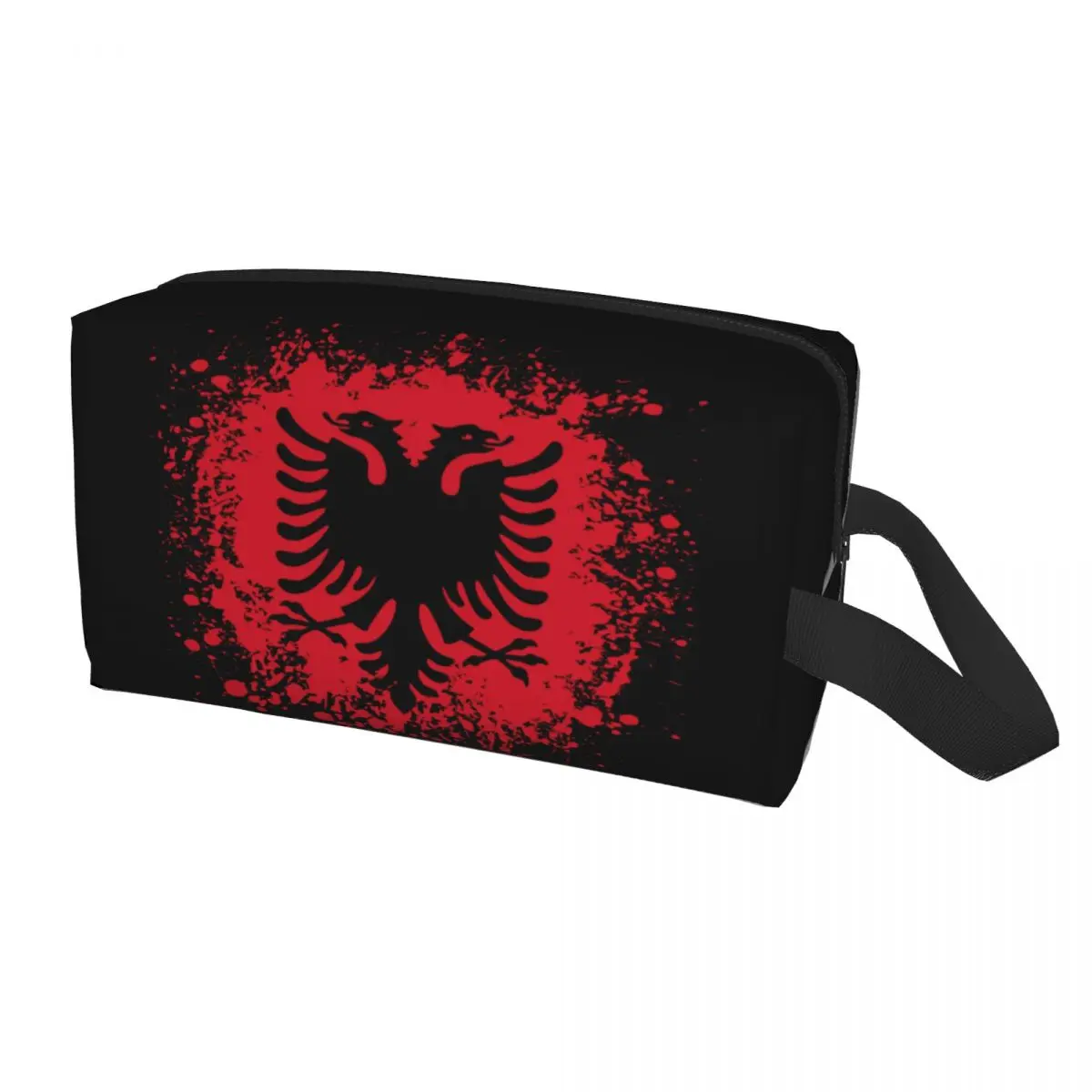 

Custom Retro Albania Flag Toiletry Bag for Women Albanian Eagle Makeup Cosmetic Organizer Ladies Beauty Storage Dopp Kit Case