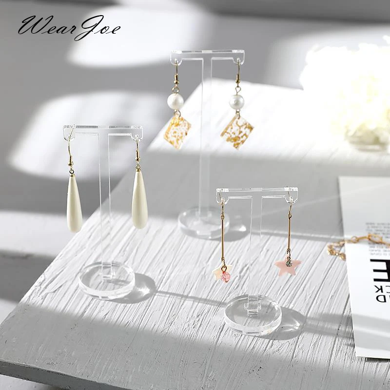 Transparent Acrylic Jewelry Earrings Display Stand T Bar Ear Stud Storage Holder Rack Dangle Eardrop Organizer Presenting Hanger earrings display stand jewelry holder stud organizer rack table for selling dangle