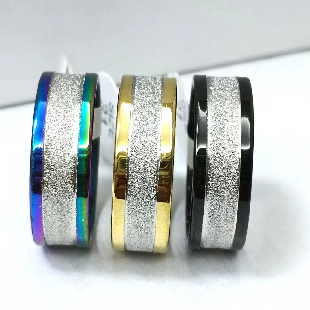 30 teile/los gefrostet Fingerring Hochzeit Verlobung Paar Ringe Edelstahl Top Schmuck