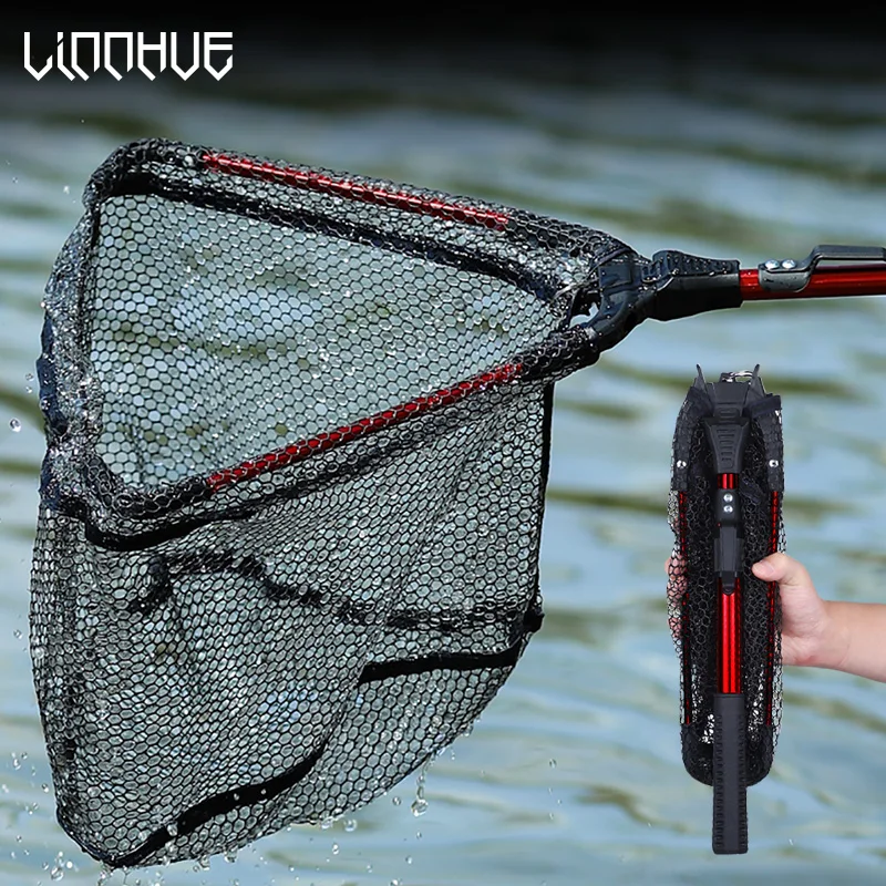 LINNHUE Fishing Net 90cm Foldable Fishing Portable Handle Net Aluminum  Alloy Telescopic Fishing Brail Fishing Landing Scoop Net - AliExpress