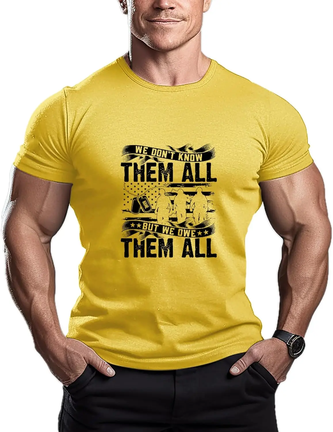 

WE Don't Know Them All BUT WE DWE Them All - Mens Bodybuilding T-Shirt - Army Man