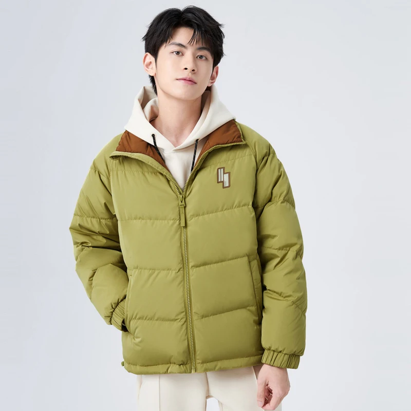 Semir Down Jacket Men Winter Simple Solid Color Exquisite Warm Comfortable Cotton Soft Casual Loose Stand-Up Collar Jacket
