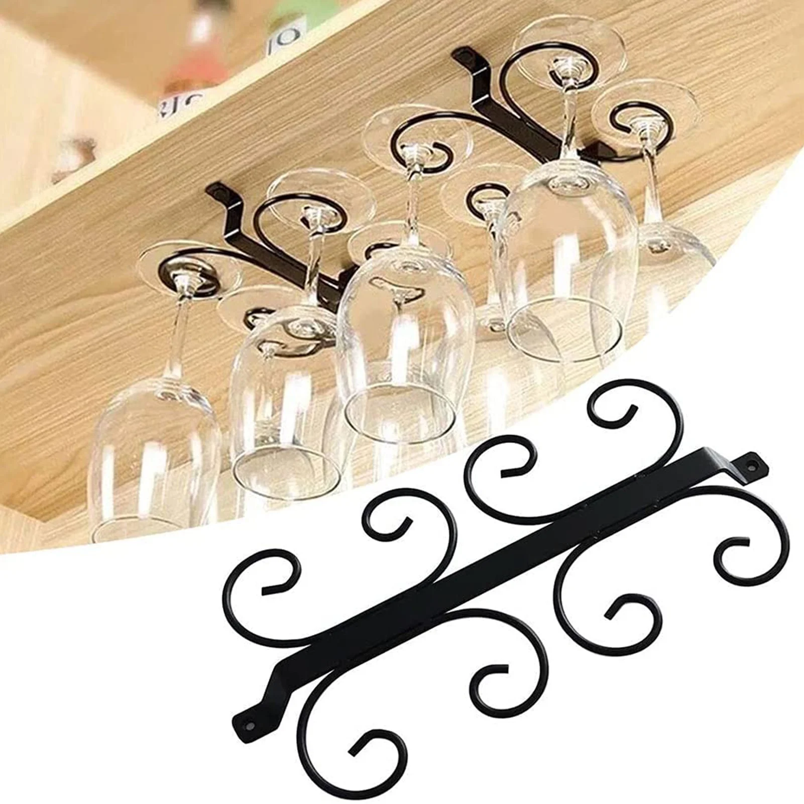 Hanging Wine Glass Rack Under Cabinet Stemware Rack,Wine Glass Holder ...