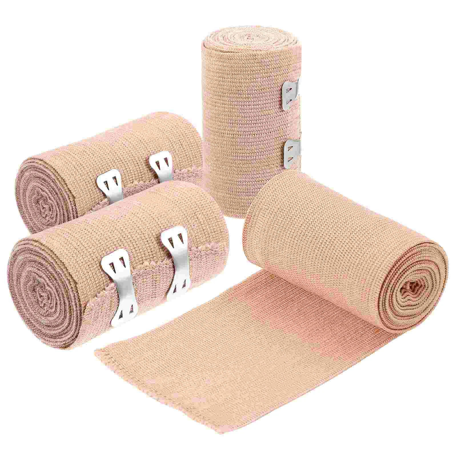 

SUPVOX 4pcs Elastic Bandage Compression Roll with Extra Metal Clips for Ankle Support Arm Leg Chest Injury