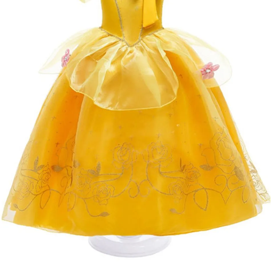Mädchen Belle verkleiden sich ärmellose Blumen Kinder Party Prinzessin Kostüm Kinder Schönheit und das Biest Halloween Karneval Outfit Kleidung