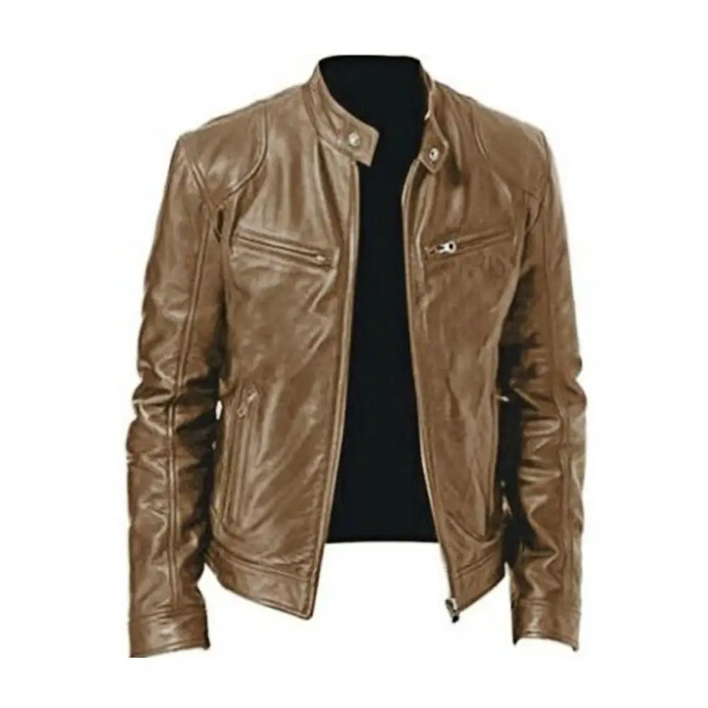 Winter Mens Fashion Leather Jacket Slim Fit Stand Collar PU Jacket Male Anti-wind Motorcycle Lapel Diagonal Zipper Jackets motorcycle jacket,leather jacket,motorcycle clothing