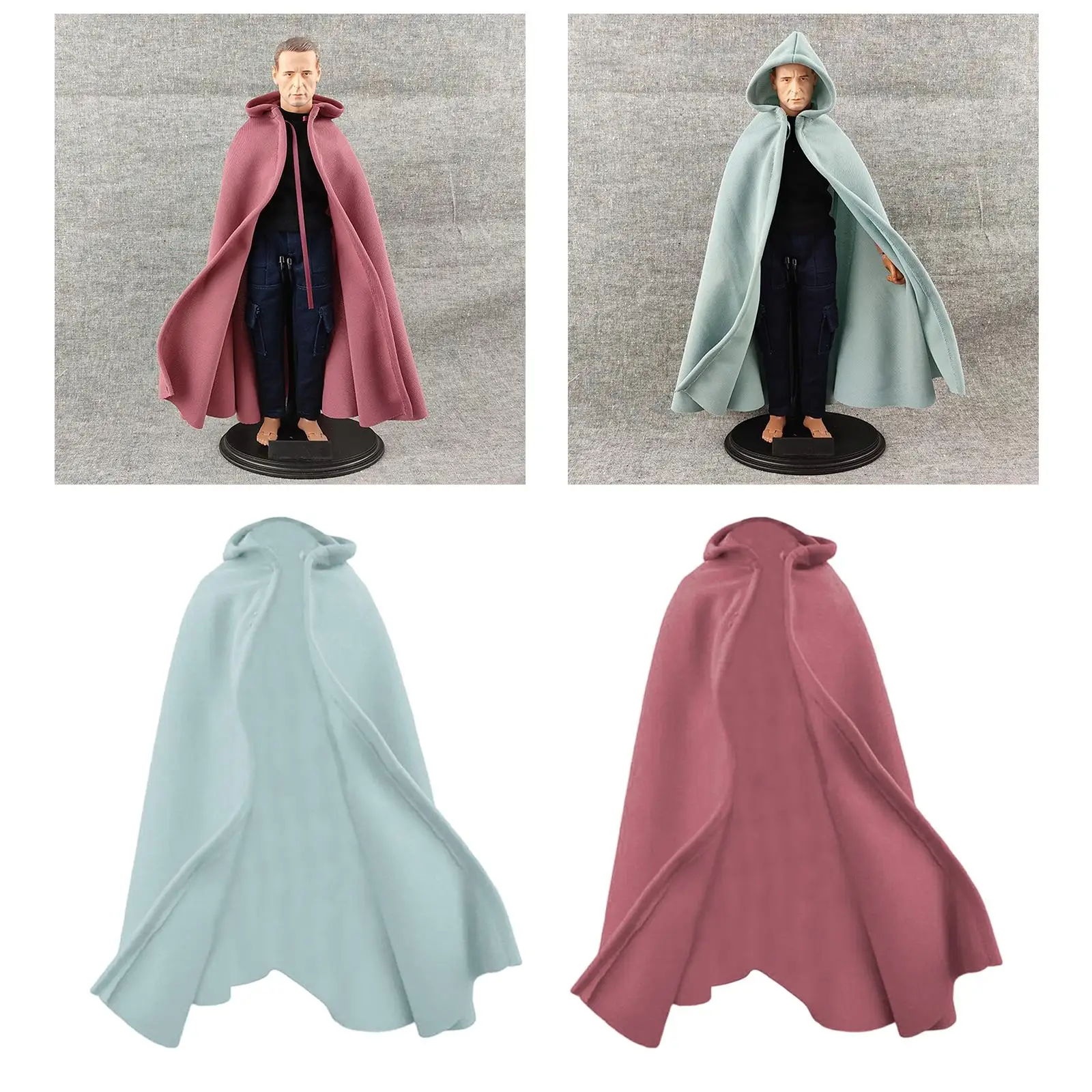 1:6 Scale Miniature Hoodie Cloak Full Length Cape Cosplay Outfit Medieval Knights Cloak for 12`` inch Soldier Figures Costume