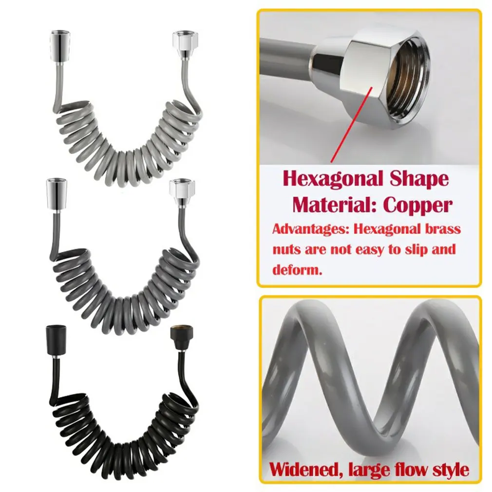 Plastic Water Toilet Bidet Sprayer Flexible Spring Shower head Hose tube Telephone Line soft Hoses bathroom Accessories Shower Hose Plumbing Hose Water Pipe Plumbing Supply Hose PVC Plastic Hoses Bidet Accessories