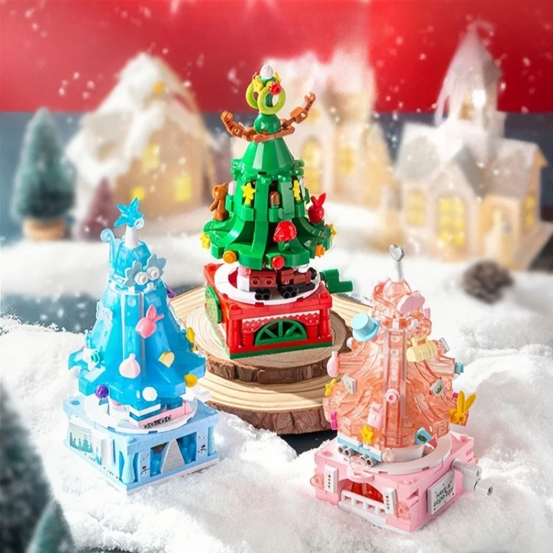 

Hand Crank To Turn The Christmas Tree Small Particles To Assemble Toys Tide Play Tabletop Ornaments Christmas Gifts