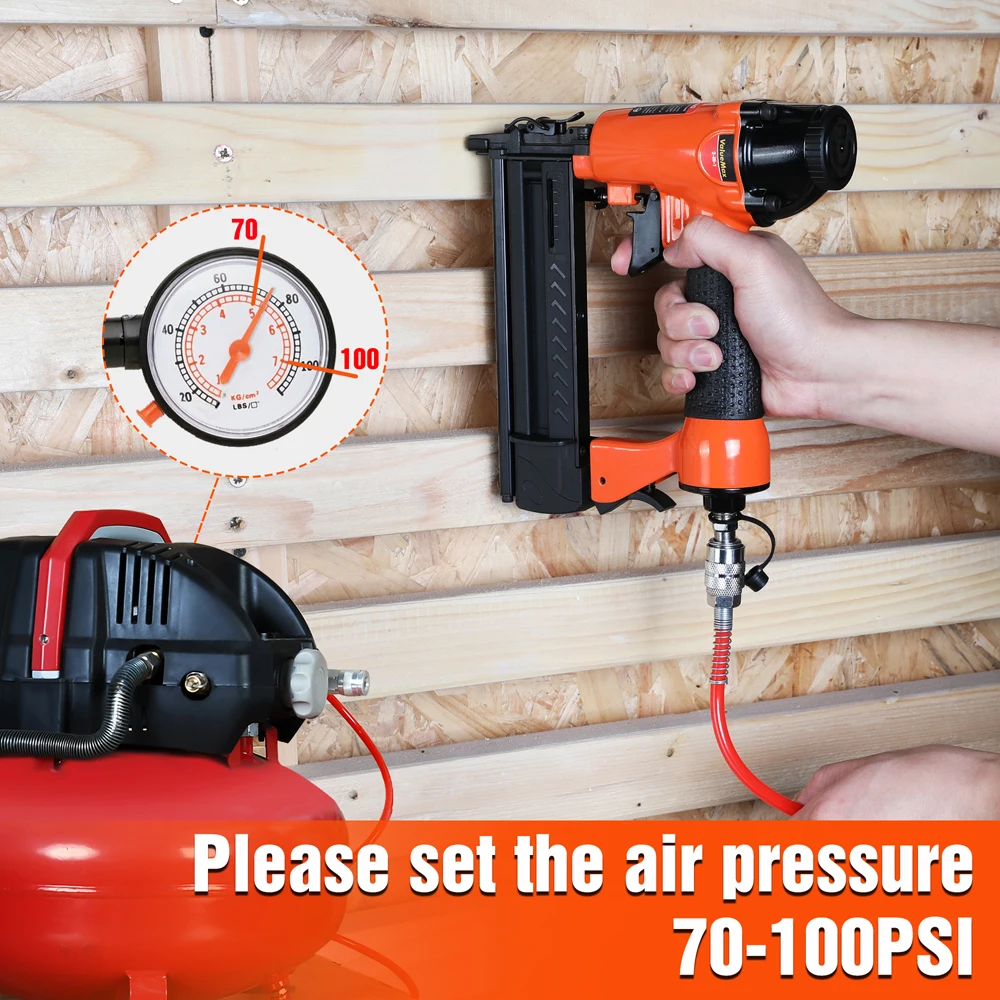 Pneumatic pin nailer staple nailer ValueMax 2 in1 Air Nail Gun Furniture Brad Nailer Pneumatic Gun Wood Frame Stapler Pneumatic Tool Power Tools 400pc Staples
