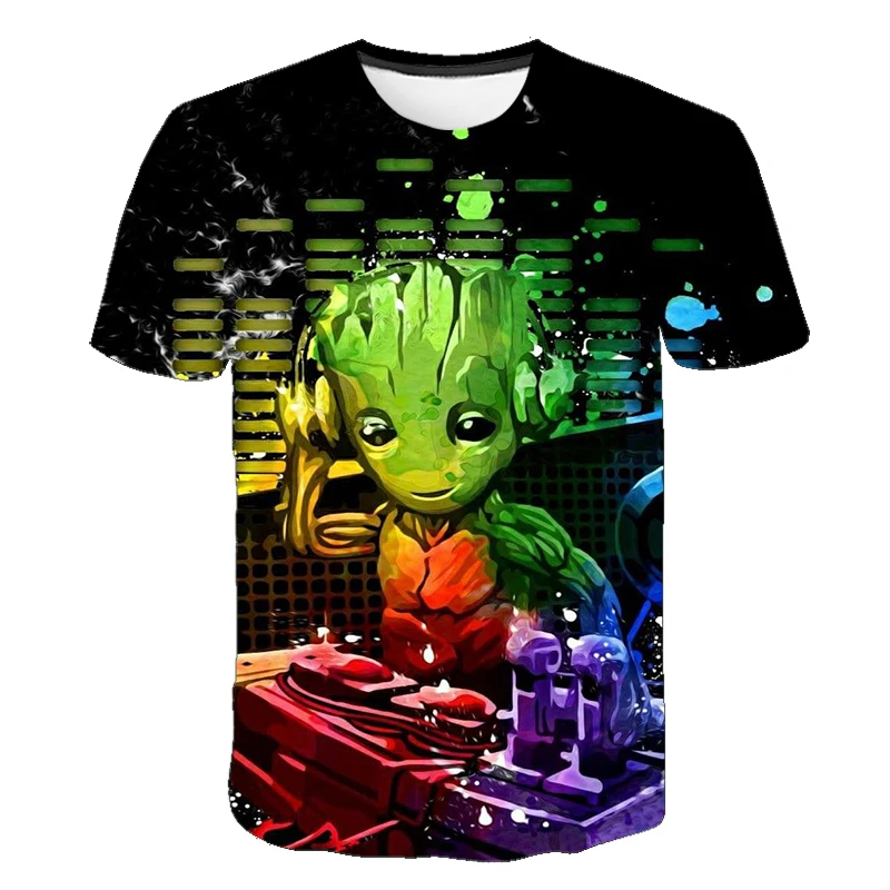

Disney Mαrvel Hero Groot 3D T-shirt For Boys Girls Summer Children's Clothes Short-Sleeved Breathable Cartoon Print Tops 3-14Y