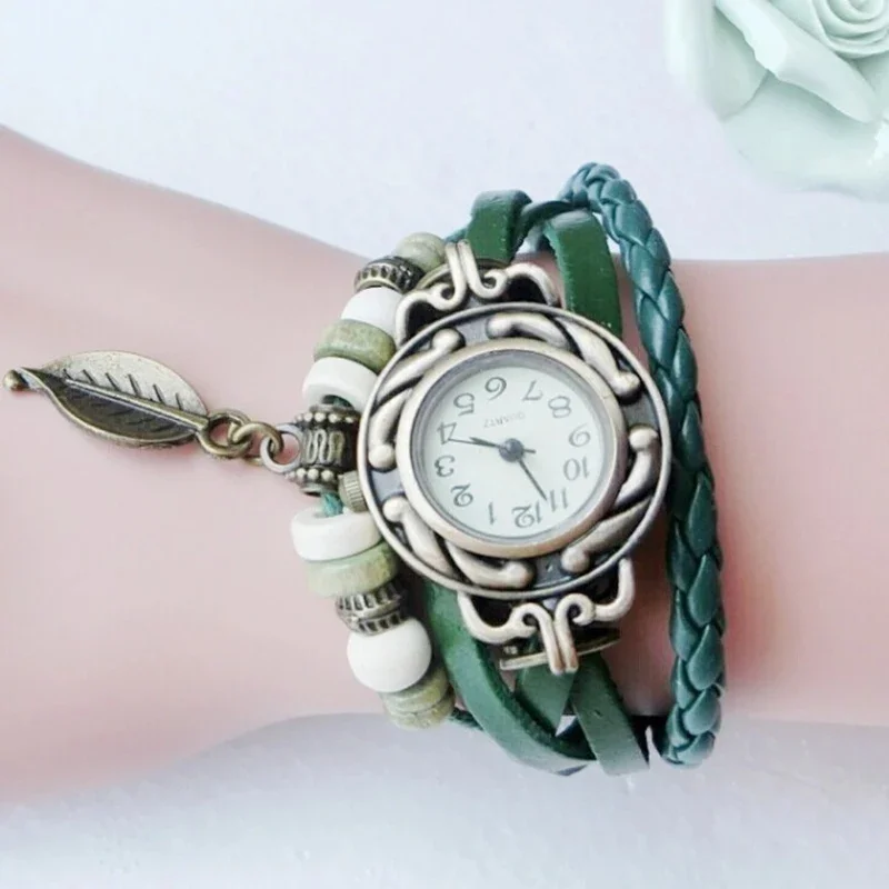 New Hot Sales Trend Retro Watch Winding Bracelet Belt Table Exquisite Pendant Ethnic Style Fashion Girl Student Woman Watch 3