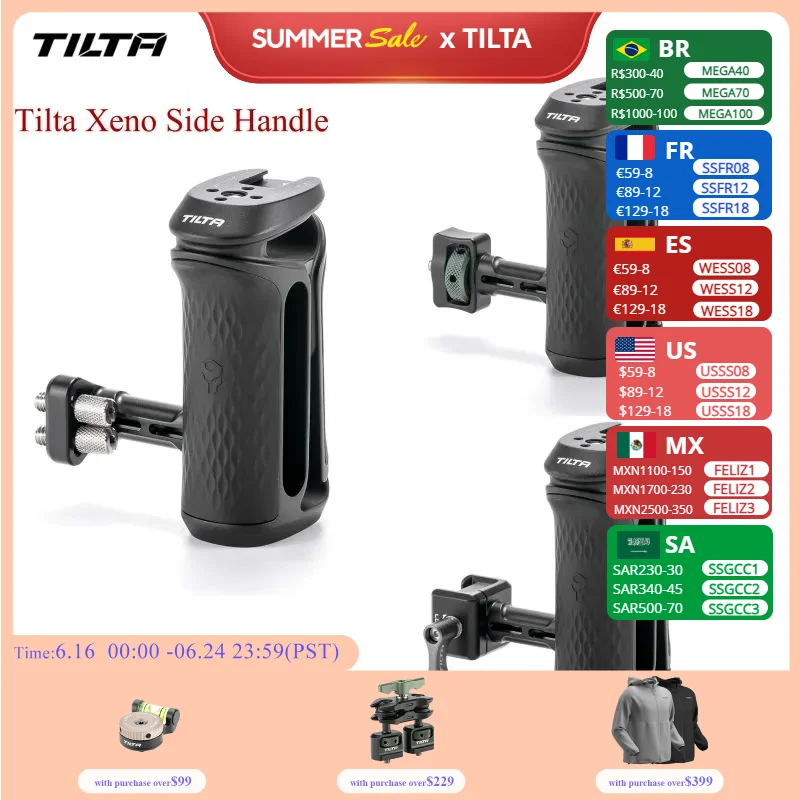 Штатив TILTA TA-XSH1-B Xeno с боковой ручкой 1/4 дюйма-20 с фиксирующими штифтами/NATO/Dual 1/4 дюйма-20 для камеры Sony Canon Nikon, быстросъемный