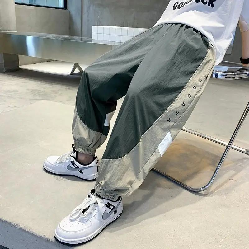 Teenage Boys Pants For Kids Summer Thin Ankle-Length Patchwork Trousers Children Clothes 5 6 7 8 9 10 11 12 13 14Years