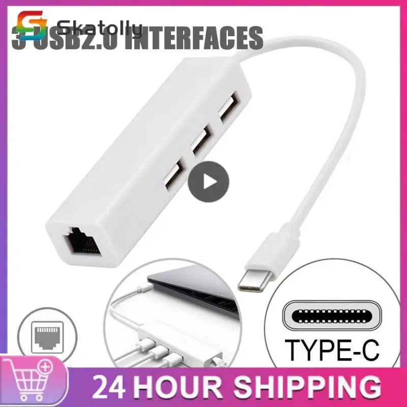 

Type C 3.1 USB HUB 3 Ports To RJ45 Ethernet Network LAN Adapter USB2.0 Hub Splitter For Notebook Smartphone PC Accessories