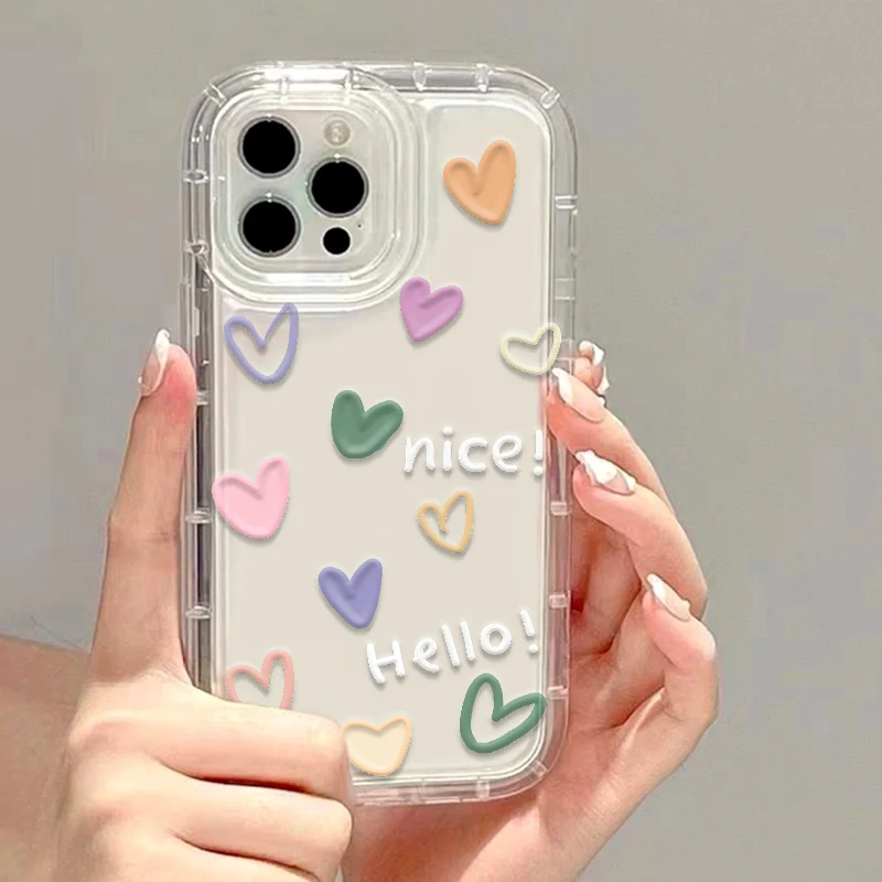 thumbnail image 1 of Fundas transparentes para iPhone 13, funda para iPhone 15, 16, 12, 11, 14, 13 Pro Max, 15 Plus, fundas Love Heart, funda de silicona suave a prueba de golpes, 1 of 5