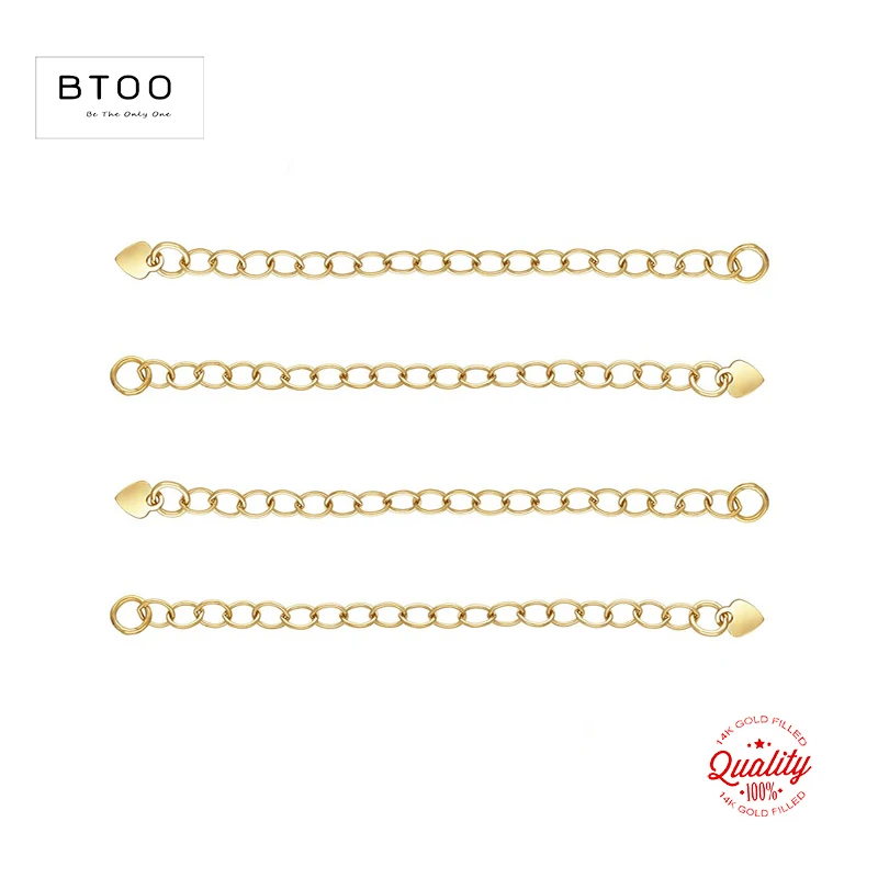 100% 14K Gold Filled Extension Chain Love Heart 2.6MM Chain Necklace Gold Jewelry Minimalist Gold Filled Chain DIY Jewelry