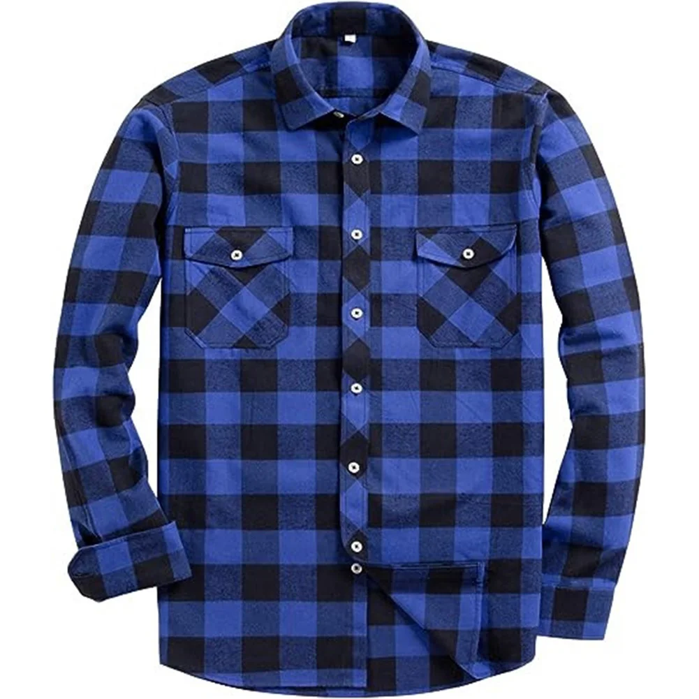 

Comfy Fashion Autumn Daily Shirt Tops Brand New Button Down Casual Fashion Lapel Long Sleeve Male Plaid Shirts