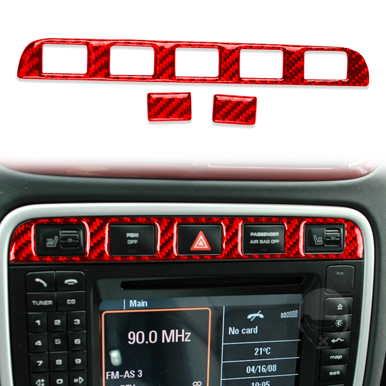 UOADA Carbon Fiber Gear Shift Sticker For Porsche Cayenne S/GTS/Turbo (2003-2010) - Ashtray Red, 3mm Thick - View #13