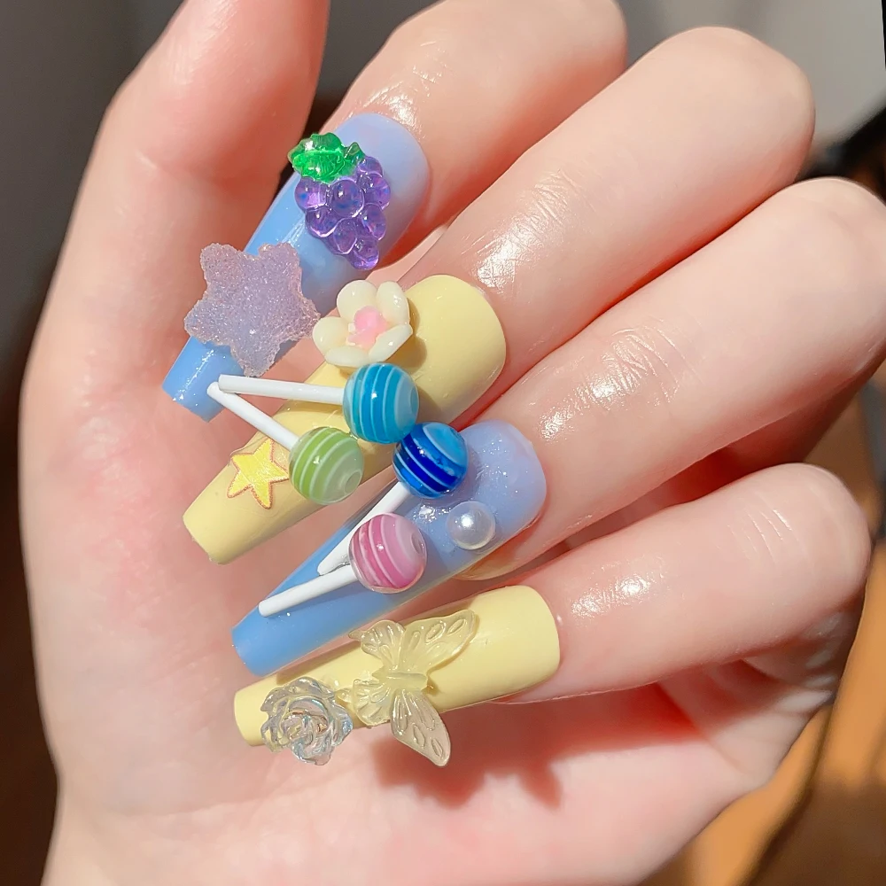 12 Grids 3D Gemischte Früchte/Lollipop/Blume Nagel Charms Kirsche, Erdbeere, Wassermelone Nail art Dekorationen DIY Maniküre Zubehör & – Detail 4