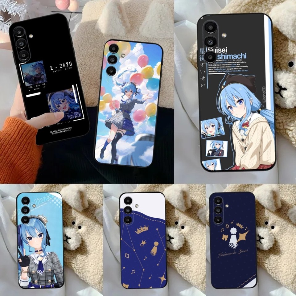 Hoshimachi Suisei Phone Case For Samsung S24,23,22,30,21,10,9,Ultra,Plus,Lite,FE,5G Black Soft Case