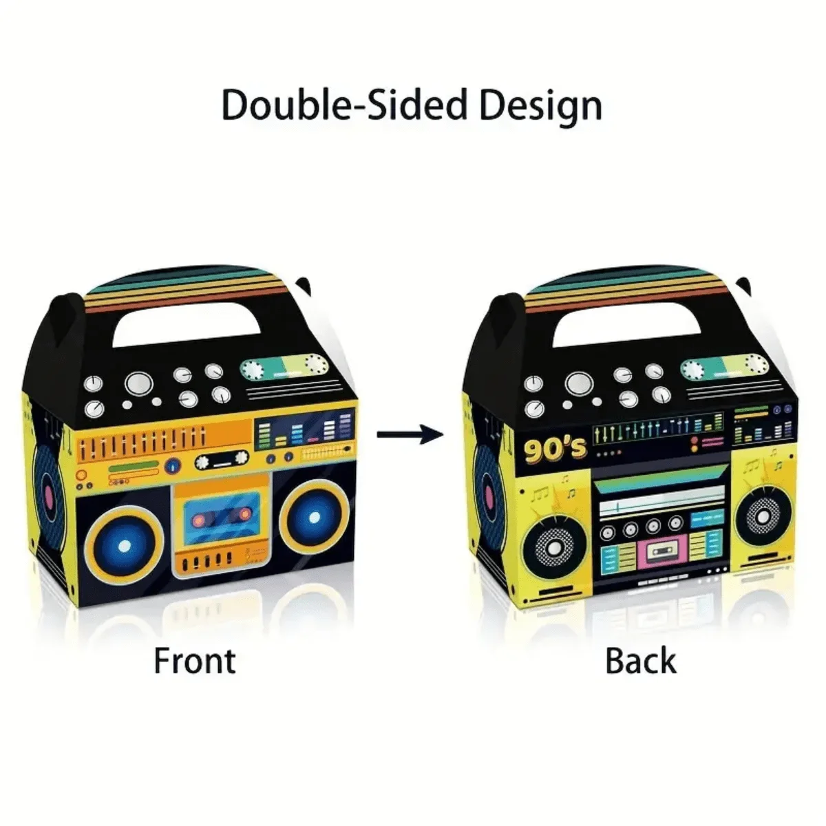 12Pcs, Radio Shaped Gift Box With Handle,90's Theme Party Supplies,Retro Bag For Keeping Candy Popcorn,Small Toys,Packaging Box 6