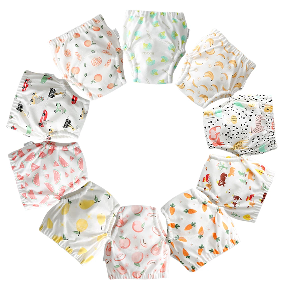 

2022 New Baby Reusable Diapers 4 Layer Waterproof Cotton Diaper Panties Breathable Training Shorts Underwear Cloth Pants Nappies