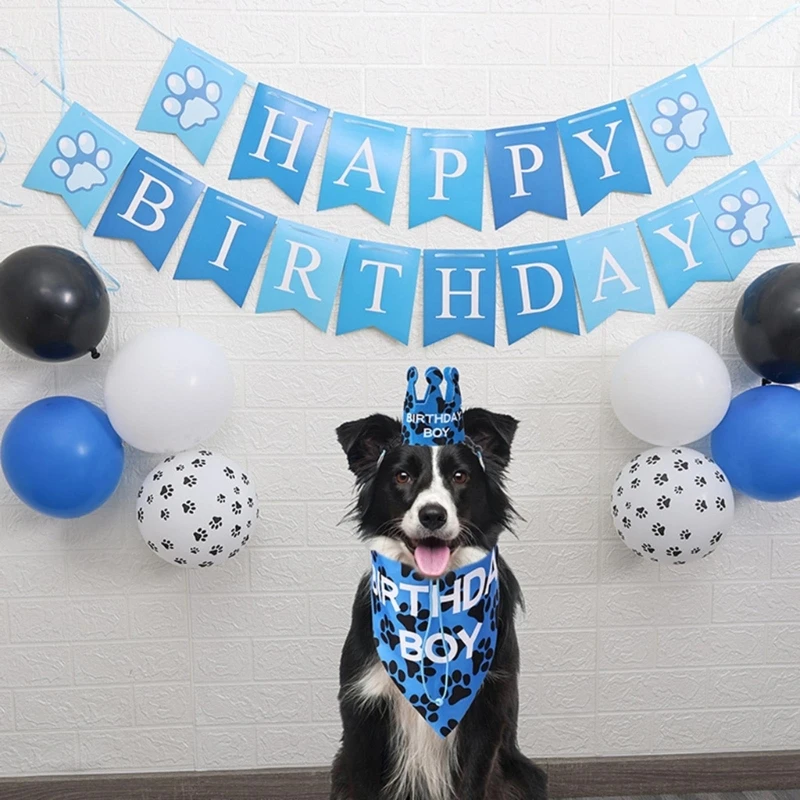 

Костюм для празднования дня рождения собаки и шляпа, декоративные баннеры для вечеринки, флаг