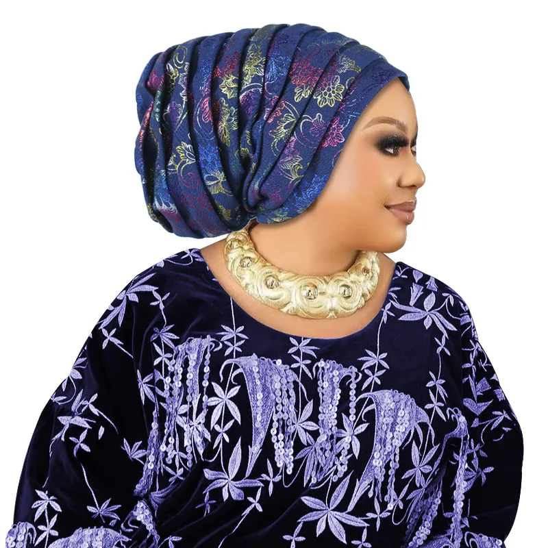 Elegant Glitter Pleated Turban Cap for Women: Stylish Head Wrap and Headpiece