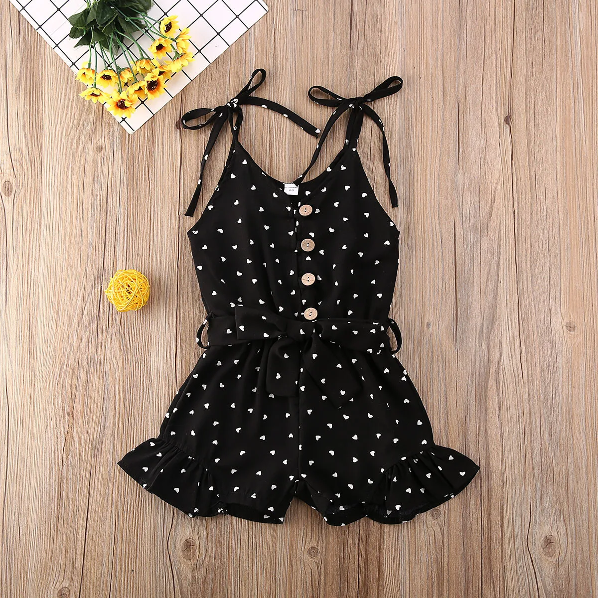 1-6T Little Girls Love Suspender Strap Sleeveless Jumpsuit Polka Dot Shorts Jumpsuit Suspender Summer Clothes kids shorts