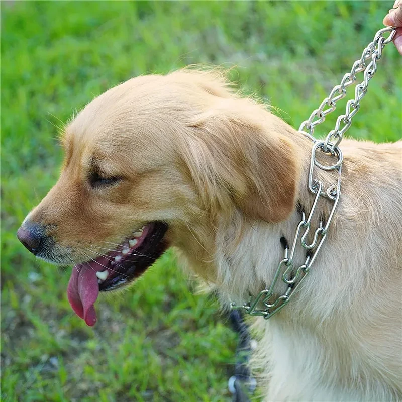 Dog Collar Anti Pull Training Collar Adjustable Multi-size Stainless Steel Prong Training Choke Pinch with Rubber Tips