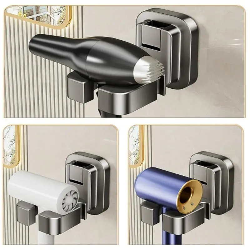 Hair Dryer Holder Wall Mounted Suction Cup Blow Dryer Organizer Dryer Hanger Hair Dryer Storage Rack For Bedroom & Bathroom 5