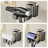 Hair Dryer Holder Wall Mounted Suction Cup Blow Dryer Organizer Dryer Hanger Hair Dryer Storage Rack For Bedroom & Bathroom 5