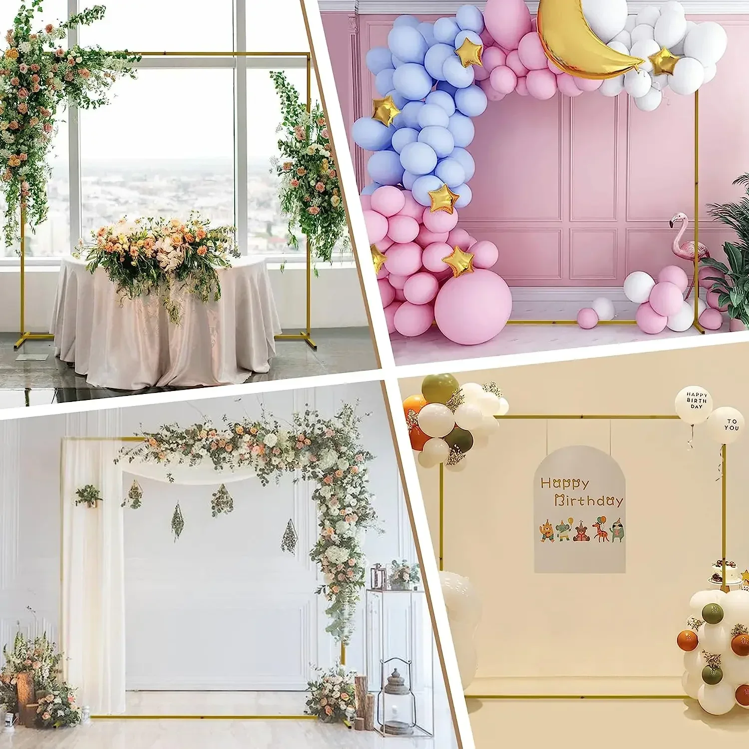 Wedding Arches for Ceremony,Wedding Arch Backdrop Stand, Square Metal Balloon Arch Stand Garden Frame for Wedding Birthday Party