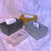 Luxury Diamond Tissue Box Holder Bling Car Napkin Dispenser Accessories Desktop Tissue Storage Box Home Decoration Ornaments 2