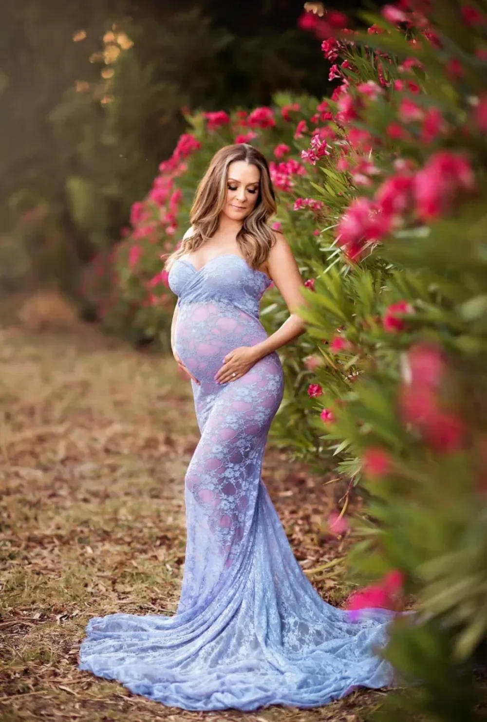Sexy Lace Maternity Dresses Photography Props Long Fancy Pregnancy Dress Shoulderless Maxi Gown For Pregnant Women Photo Shoots (3)