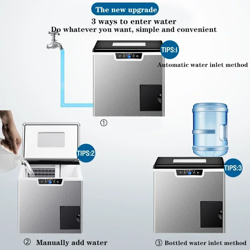 40KG  Household Multifunctional Water Dispenser Ice Cube Making Machine  Commercial Ice Maker Milk Tea Shop  Ice Making Machine 5