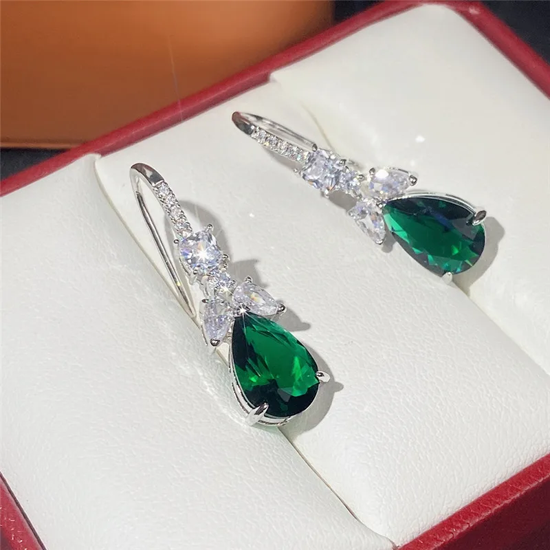 FDEETY Orecchini Pendenti Goccia Cristallo Brillante Eleganti Cerimonia Matrimonio Donna Lusso Argento Strass