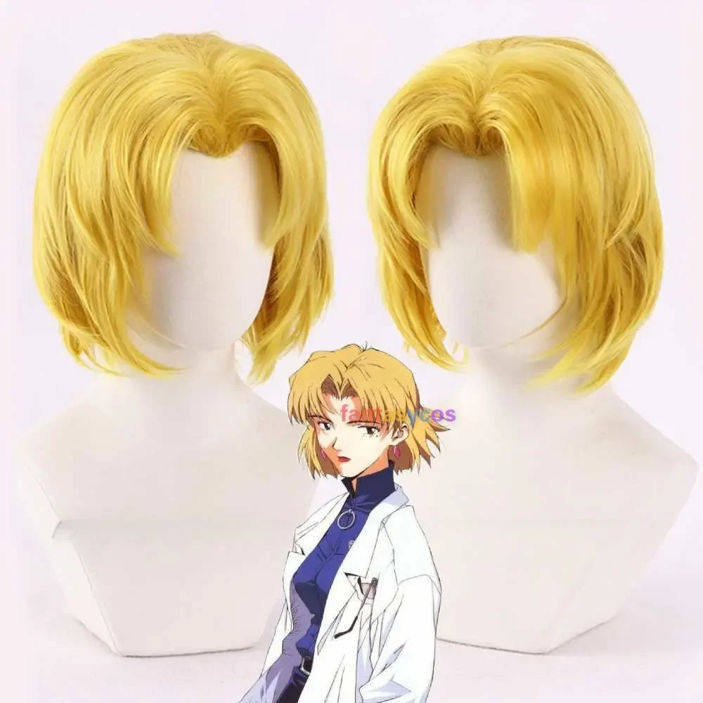 Akagi Ritsuko Wig Anime EVA Cosplay Yellow Short Heat Resistant