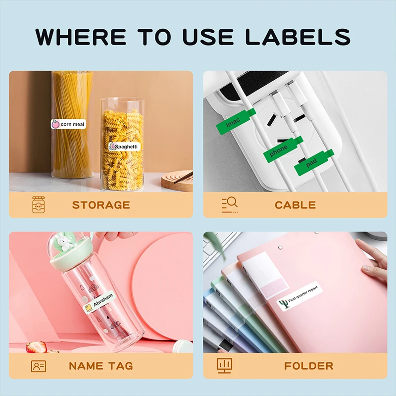 Niimbot Thermal Label Adhesive Sticker Waterproof UV Paper D11 D110 Mini Printer Label Maker White/Cable/Round/Transparent
