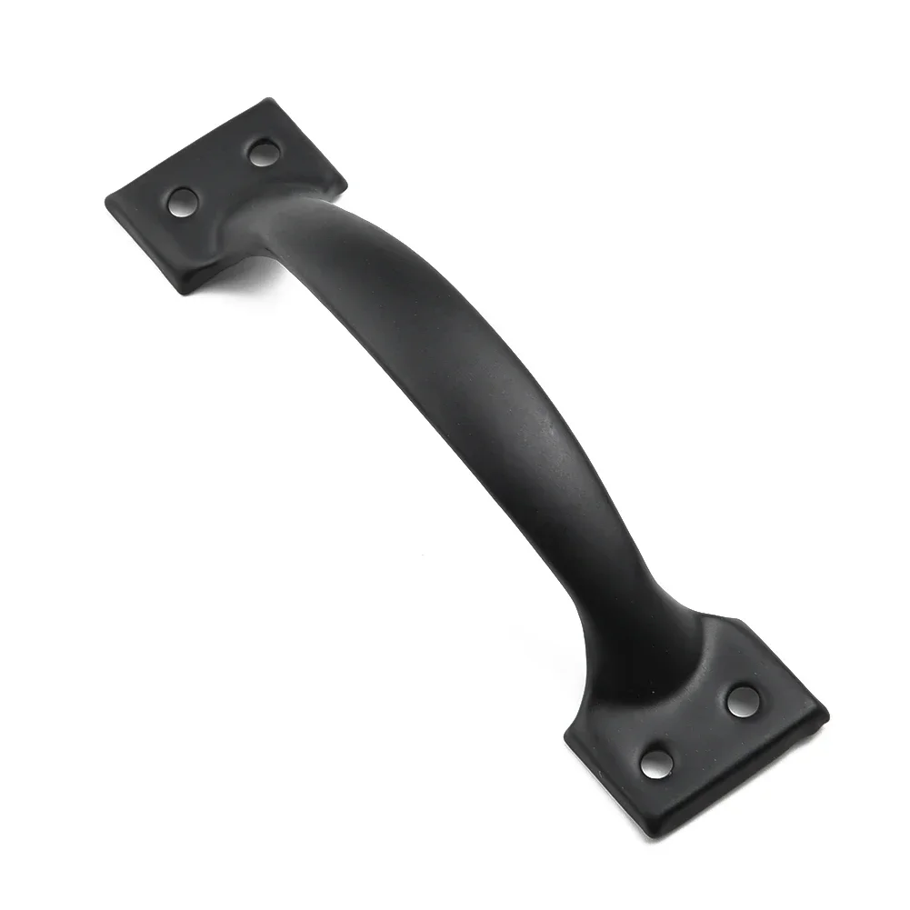 Door handles Hardware Iron Art Pull Garage Gate Door Handle Black Cast Iron Furniture Hardware Home Shed Garage For Sliding Barn Door Pull