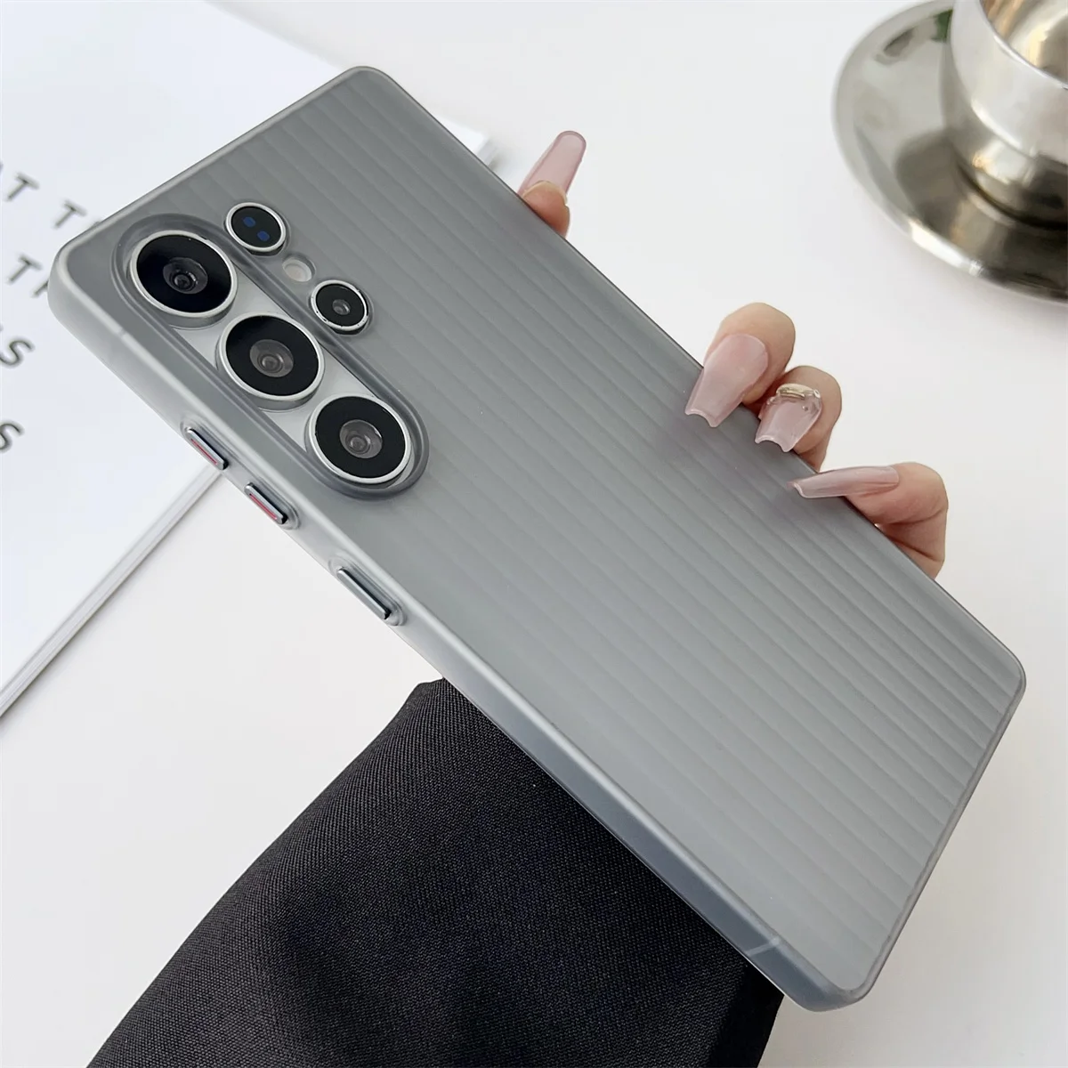 Ultra Thin Frosted Clear Stripe Pattern Hard PC Case - Original Slim Shockproof Armor Cover