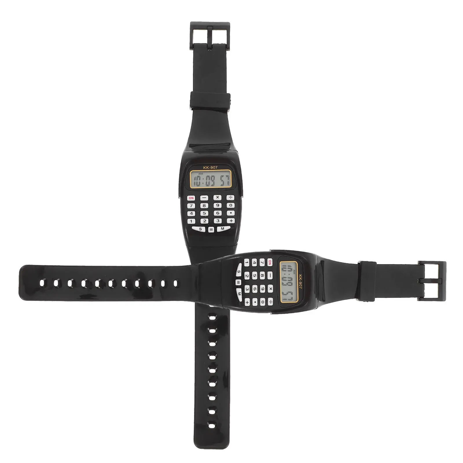 2Pcs 컴퓨터 시계 계산기 휴대용 손목 노란색 기하학 연산 생일 선물 어린이 산술 계산 도구