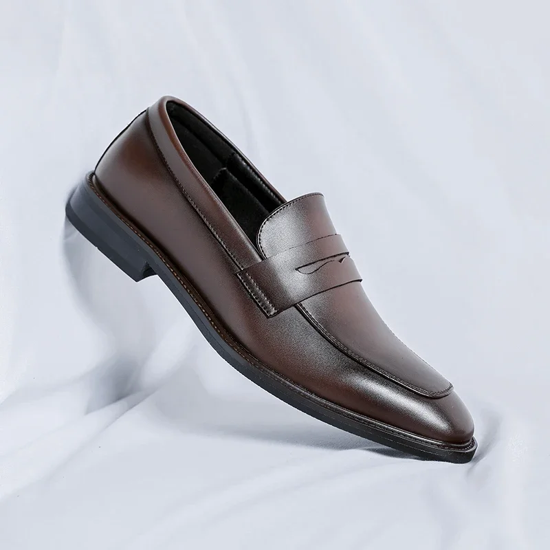 Luxury Brand Loafers for Men Leather Casual Shoes Italy Wedding Dress Business Office Pointy Formal Driving Shoe