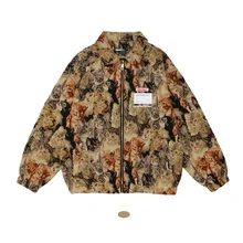 

Jacket Men Printed Zipper Coat Summer Loose Casual Retro Cool Hip Hop Style Outwear Streetwear Mens Clothing