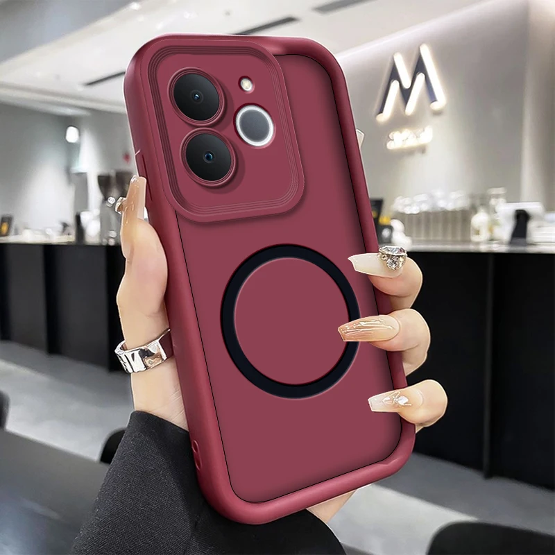 Candy Colored Soft Silicone Phone Case with Wireless Magnetic Ring Sticker